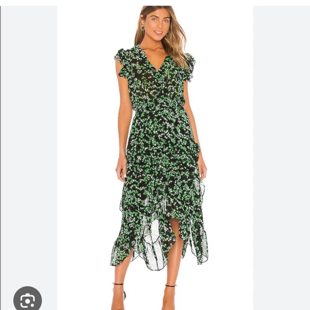 Misa Los Angeles Green Floral Dress